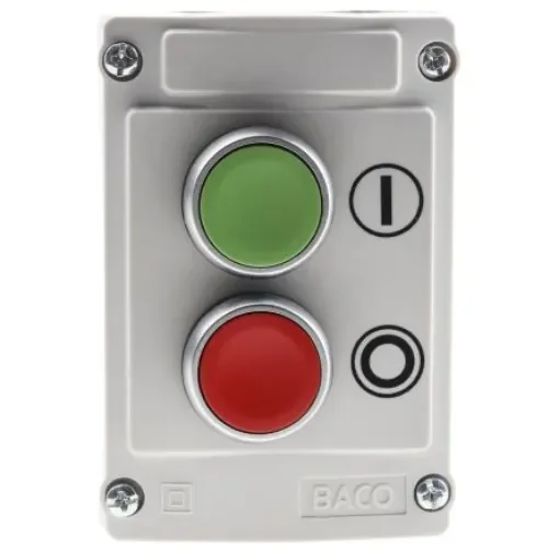 BACO Spring Return Control Station Switch - SPDT, Plastic, Green, Red, IP66 - LBX20120 product image