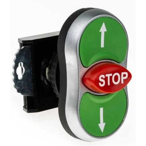 BACO Green/Red/Green Spring Return Push Button Head, 22mm Cutout, IP66 - L61BA22 product image