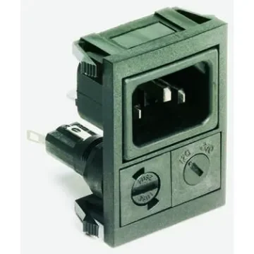 Bulgin C14 Snap-In IEC Connector Male, 10A, 250 V, Fuse Size 5 x 20mm - BZV03/Z0000/14 product image