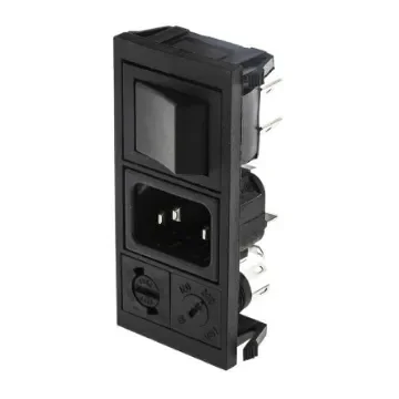 Bulgin C14 Snap-In IEC Connector Male, 10A, 250 V, Fuse Size 5 x 20mm - BZV03/Z0000/15 product image