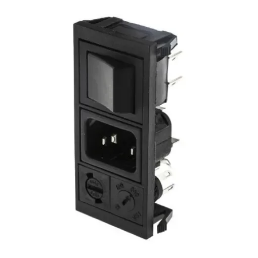 Bulgin C14 Snap-In IEC Connector Male, 10A, 250 V, Fuse Size 5 x 20mm - BZV03/Z0000/15 product image