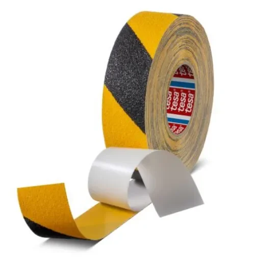 Tesa 60954 Black, Yellow PVC Film 18m Adhesive Anti-slip Tape, 1.365mm Thickness - 60954-00000-02 product image