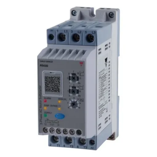 Carlo Gavazzi RSGD Soft Starter, 16 Amps, 400 V, 3 Phase, IP20 - RSGD4016E0VD210C product image
