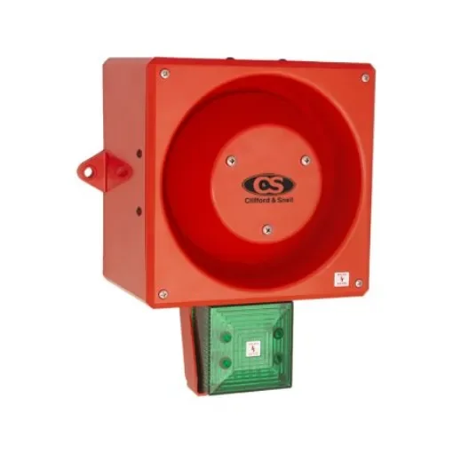 Clifford & Snell YL80 Hi Vis Series Green Sounder Beacon, 24 V dc, IP66, Wall or Bulkhead, 116dB at 1 Metre - 245332 product image