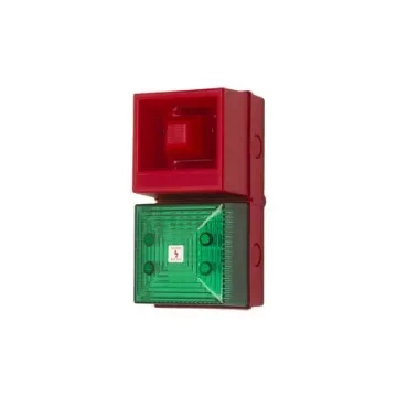 Clifford & Snell YL40 Series Green Sounder Beacon, 24 V dc, IP65, Bulkhead, Flat Wall, 108dB at 1 Metre - 245222 product image