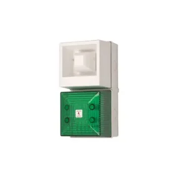 Clifford & Snell YL40 Series Green Sounder Beacon, 230 V ac, IP65, Bulkhead, Flat Wall, 108dB at 1 Metre - 245256 product image