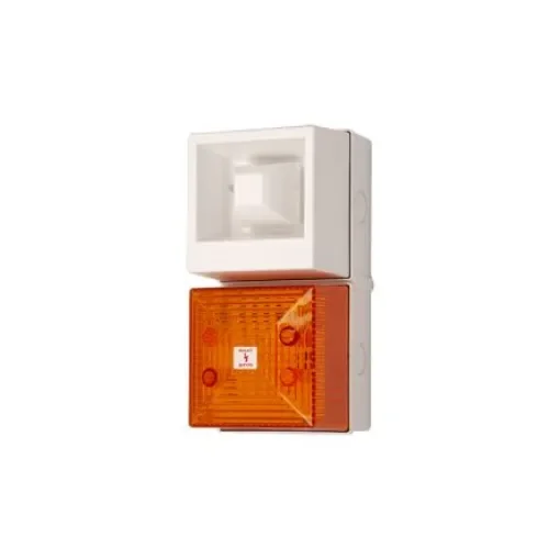 Clifford & Snell YL40 Series Amber Sounder Beacon, 24 V dc, IP65, Bulkhead, Flat Wall, 108dB at 1 Metre - 245270 product image