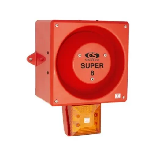 Clifford & Snell YL80 Hi Vis Series Amber Sounder Beacon, 24 V dc, IP66, Bulkhead, Flat Wall, 116dB at 1 Metre - 245370 product image
