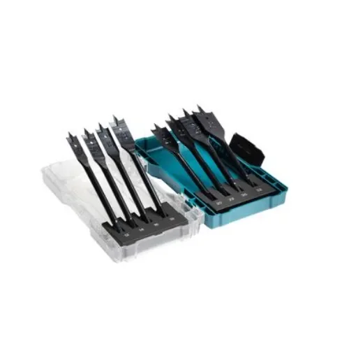 Makita 8-Piece Flat Wood Drill Bit Set for Wood, 32mm Max, 12mm Min, Metal Bits - E-08698 product image