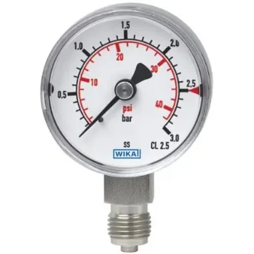 WIKA NPT 1/8 Analogue Pressure Gauge 200bar Back Entry 40mm Outside Diameter - 48766777 product image