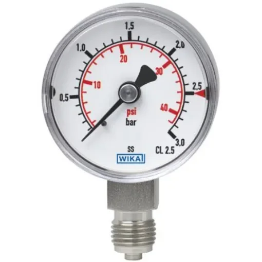 WIKA NPT 1/8 Analogue Pressure Gauge 60bar Back Entry 40mm Outside Diameter - 48769826 product image