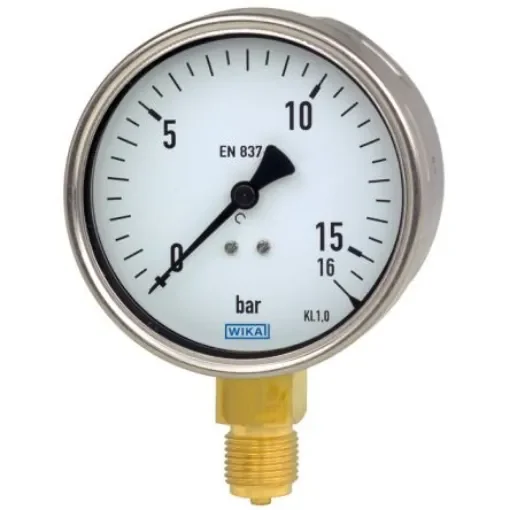 WIKA NPT 1/2 Analogue Pressure Gauge 10bar Bottom Entry 100mm Outside Diameter - 9518070 product image