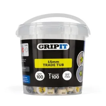 Gripit Yellow Plastic, Steel Plasterboard Fixings, 15mm fixing hole diameter - GP15100 product image