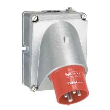 Legrand, Hypra IP44 Red Surface Mount 3P+E Angled Industrial Power Plug, Rated At 16A, 415 V No - 0 521 63 product image