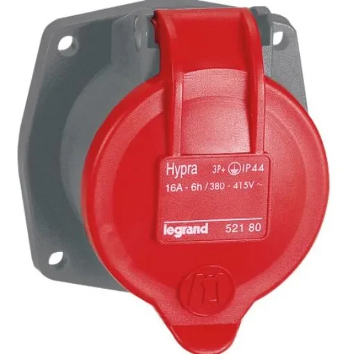 Legrand, Hypra IP44 Red 3P+E Industrial Power Socket, Rated At 16A, 415 V No - 0 521 80 product image