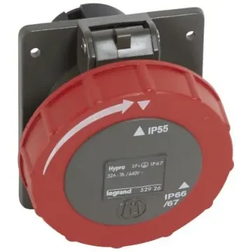 Legrand, Hypra IP67 Red 3P+E Socket Socket, Rated At 32A, 440 V No - 0 529 26 product image
