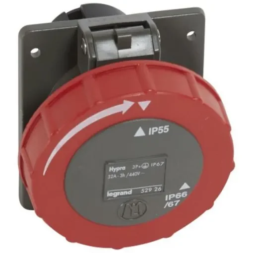 Legrand, Hypra IP67 Red 3P+E Socket Socket, Rated At 32A, 440 V No - 0 529 26 product image