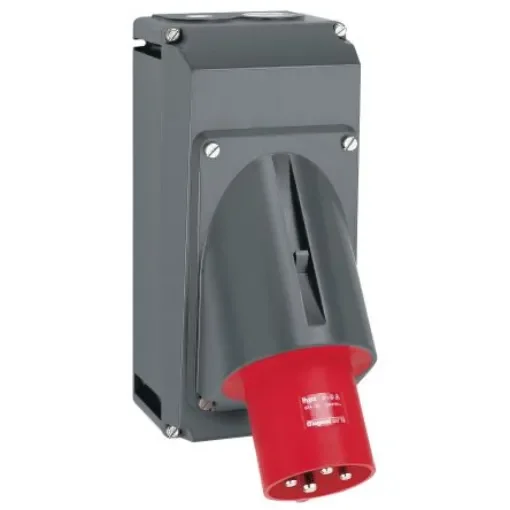 Legrand, Hypra IP44 Red 3P+E Angled Industrial Power Plug, Rated At 63A, 415 V No - 0 537 73 product image