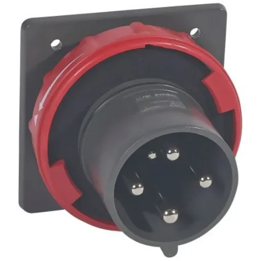 Legrand, Hypra IP67 Red Panel Mount 3P+E Industrial Power Plug, Rated At 63A, 415 V No - 0 594 77 product image