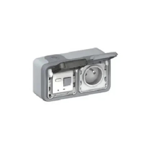 Legrand Grey 2 Gang Electrical Socket, 2 Poles, 16A - 0 695 66 product image