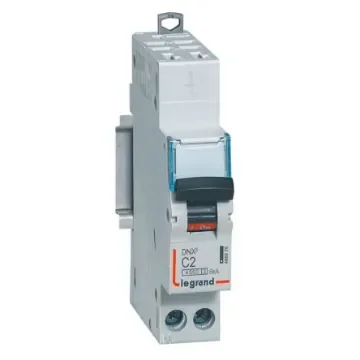 Legrand DNX3 Circuit Breaker, 2P, 2A Curve C, 230V AC, 6 kA Breaking Capacity - 406876 product image