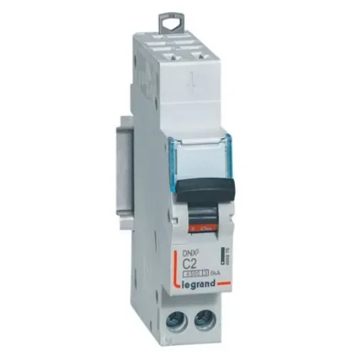 Legrand DNX3 Circuit Breaker, 2P, 2A Curve C, 230V AC, 6 kA Breaking Capacity - 406876 product image
