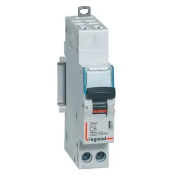 Legrand DNX3 Circuit Breaker, 1+N, 6A Curve C, 230V AC, 6 kA Breaking Capacity - 406879 product image