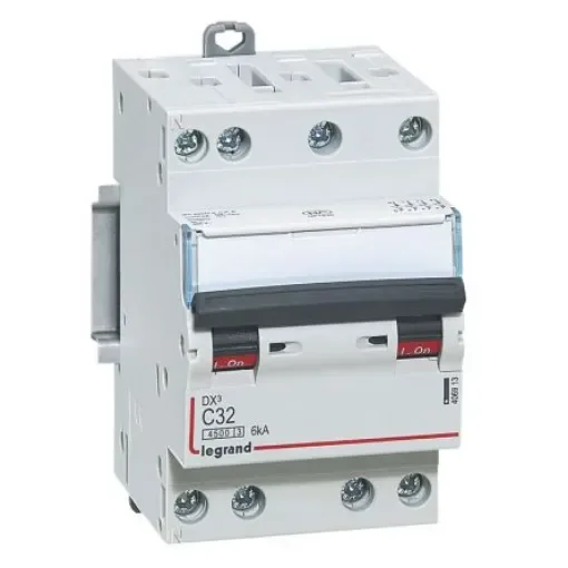 Legrand DX3 Circuit Breaker, 4P, 32A Curve C, 400V AC, 6 kA Breaking Capacity - 406913 product image