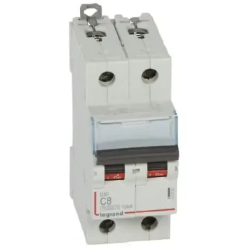 Legrand DX3 Circuit Breaker, 2P, 8A Curve C, 400V AC, 10 kA Breaking Capacity - 407781 product image