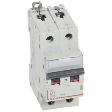 Legrand DX3 Circuit Breaker, 2P, 1A Curve D, 400V AC, 10 kA Breaking Capacity - 408008 product image