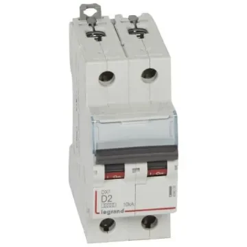 Legrand DX3 Circuit Breaker, 2P, 2A Curve D, 400V AC, 10 kA Breaking Capacity - 408009 product image