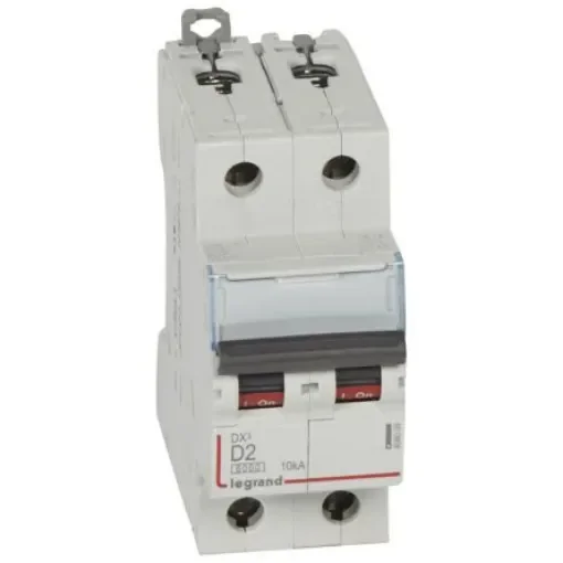 Legrand DX3 Circuit Breaker, 2P, 2A Curve D, 400V AC, 10 kA Breaking Capacity - 408009 product image