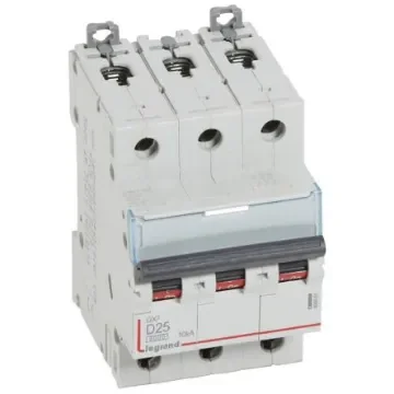 Legrand DX3 Circuit Breaker, 3P, 25A Curve D, 400V AC, 10 kA Breaking Capacity - 408061 product image