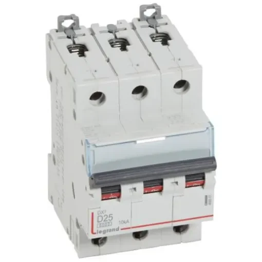 Legrand DX3 Circuit Breaker, 3P, 25A Curve D, 400V AC, 10 kA Breaking Capacity - 408061 product image