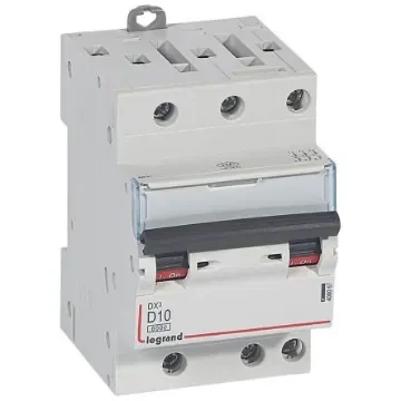 Legrand DX3 Circuit Breaker, 3P, 10A Curve D, 400V AC, 10 kA Breaking Capacity - 408067 product image