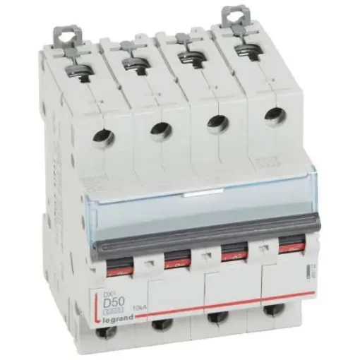 Legrand DX3 Circuit Breaker, 4P, 50A Curve D, 400V AC, 10 kA Breaking Capacity - 408122 product image