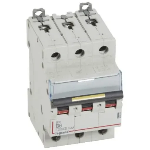 Legrand DX3 Circuit Breaker, 3P, 6A Curve B, 400V AC, 16 kA Breaking Capacity - 409005 product image