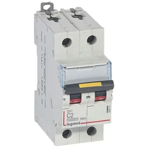 Legrand DX3 Circuit Breaker, 2P, 2A Curve C, 400V AC, 16 kA Breaking Capacity - 409214 product image