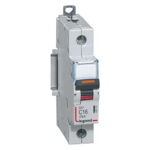 Legrand DX3 Circuit Breaker, 1P, 16A Curve C, 230V AC, 25 kA Breaking Capacity - 409755 product image