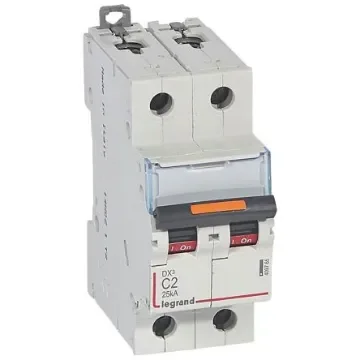 Legrand DX3 Circuit Breaker, 2P, 2A Curve C, 400V AC, 25 kA Breaking Capacity - 409765 product image