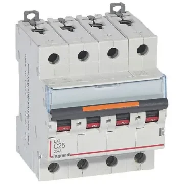 Legrand DX3 Circuit Breaker, 4P, 25A Curve C, 400V AC, 25 kA Breaking Capacity - 409796 product image