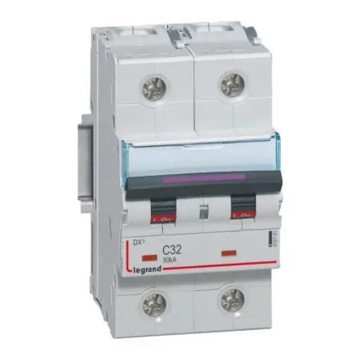 Legrand DX3 Circuit Breaker, 2P, 32A Curve C, 400V AC, 50 kA Breaking Capacity - 410151 product image