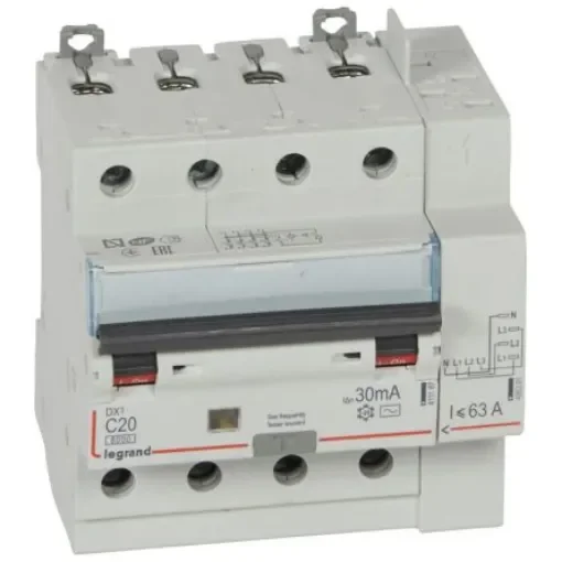 Legrand DX3 Circuit Breaker, 4P, 20A Curve C, 400V AC, 6 kA Breaking Capacity - 411198 product image