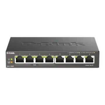 D-Link 8-Port Gigabit PoE Unmanaged Desktop Switch, Unmanaged 8 Port Gigabit Switch With PoE UK - DGS-1008P/B product image