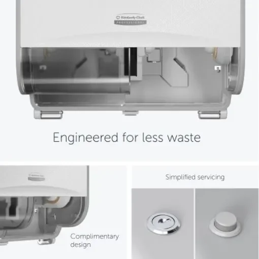 Kimberly Clark White Plastic Toilet Roll Dispenser, 32.39mm x 18.42mm x 21.27mm - 53945 product image