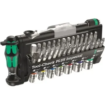 Wera 39-Piece Imperial 1/4 in Standard Socket/Bit Set with Ratchet, Hex Bit; Phillips Bit; Pozidriv Bit; Slotted Bit; - 05056491001 product image