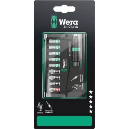 Wera 10 Pieces, Hexagon, Phillips, Pozidriv, Torx - 05073418001 product image