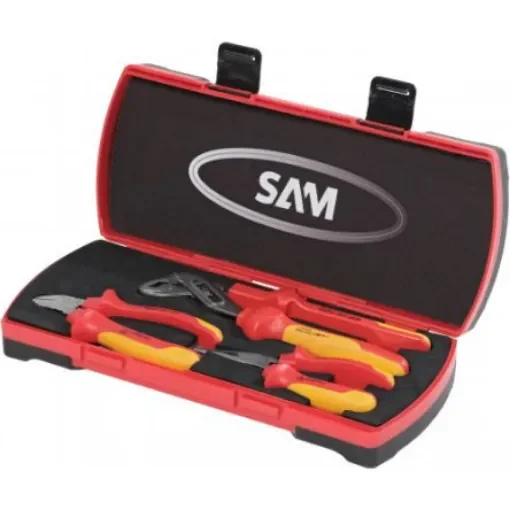 SAM 3-Piece Insulated Plier Set, Straight Tip, VDE/1000V, 36 cm Overall - 237-J3TI product image