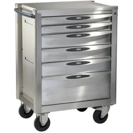 SAM 6 Drawer Stainless Steel Wheeled Tool Trolley - SERVI-640NX product image