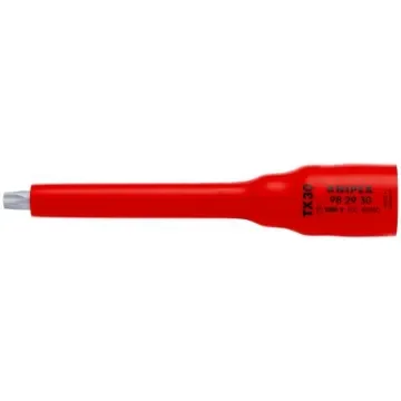 Knipex 3/8 in Drive 3/8in Standard Socket, Torx Bit, TX30, VDE/1000V, 123 mm Overall Length - 98 29 30 product image